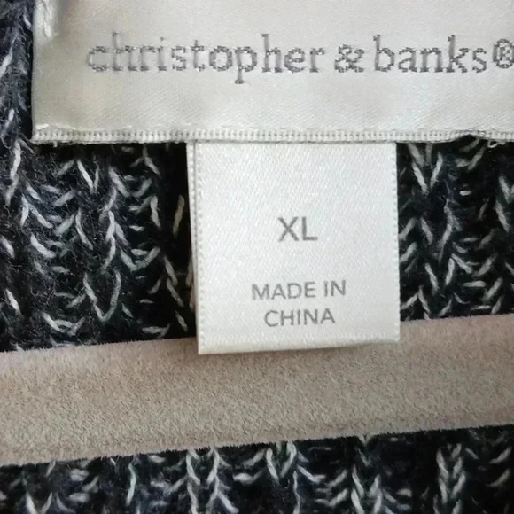 Christopher and Banks black and white tweed quarter zip sweater size XL - Picture 4 of 8